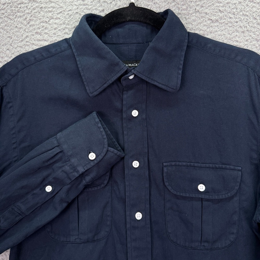 Spier & Mackay Shirt Mens 15 Navy Blue Slim Fit Twill Utility Preppy Office
